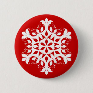 Badge Rond 5 Cm Bouton blanc de flocon de neige