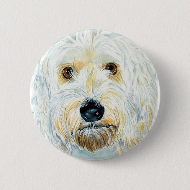 Badge Rond 5 Cm Bouton blanc de Labradoodle Maggie (Devant)