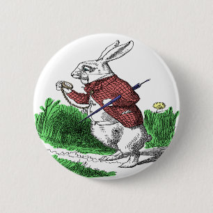 Badge Rond 5 Cm Bouton blanc de lapin