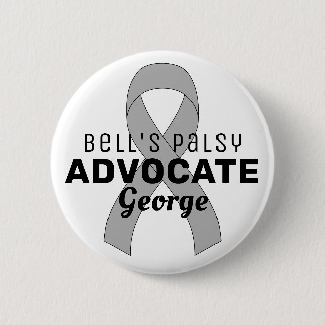 Badge Rond 5 Cm Bouton blanc de l'avocat palsy de Bell (Devant)