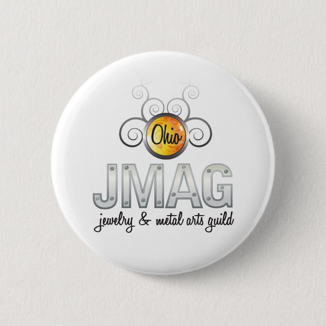 Badge Rond 5 Cm Bouton blanc de logo d'OJMAG (Devant)