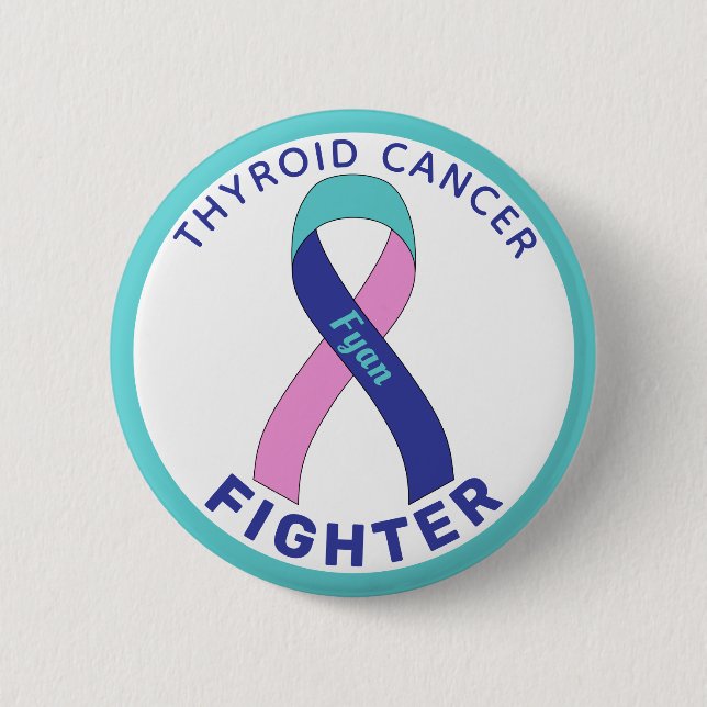 Badge Rond 5 Cm Bouton blanc de lutte contre le cancer thyroïdien (Devant)