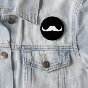 Badge Rond 5 Cm Bouton blanc de noir de moustache de personnaliser