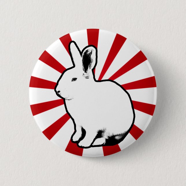 Badge Rond 5 Cm Bouton blanc de rayure de sucrerie de lapin de (Devant)