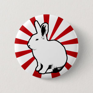 Badge Rond 5 Cm Bouton blanc de rayure de sucrerie de lapin de