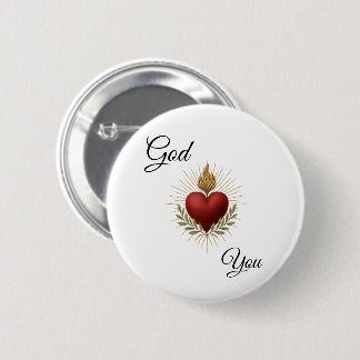 Badge Rond 5 Cm Bouton blanc - Dieu t'aime