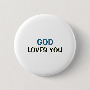 Badge Rond 5 Cm Bouton Blanc - Dieu Vous Aime