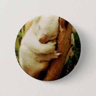 Badge Rond 5 Cm Bouton blanc d'ours de koala