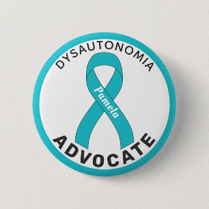Badge Rond 5 Cm Bouton blanc Dysautonomia Advocate Ribbon