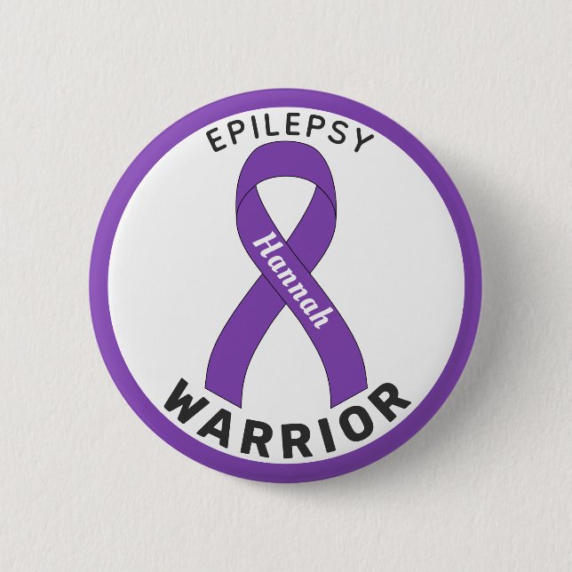 Badge Rond 5 Cm Bouton blanc Epilepsy Warrior Ribbon (Devant)