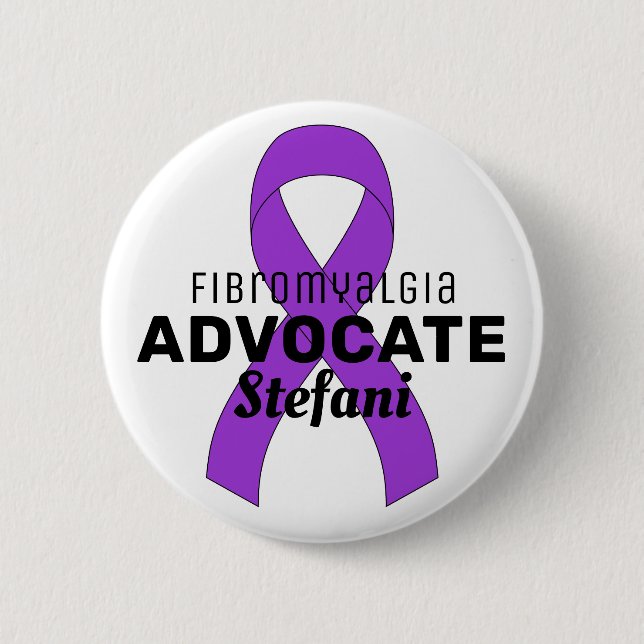 Badge Rond 5 Cm Bouton blanc Fibromyalgia Advocate de ruban (Devant)
