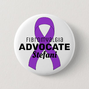 Badge Rond 5 Cm Bouton blanc Fibromyalgia Advocate de ruban