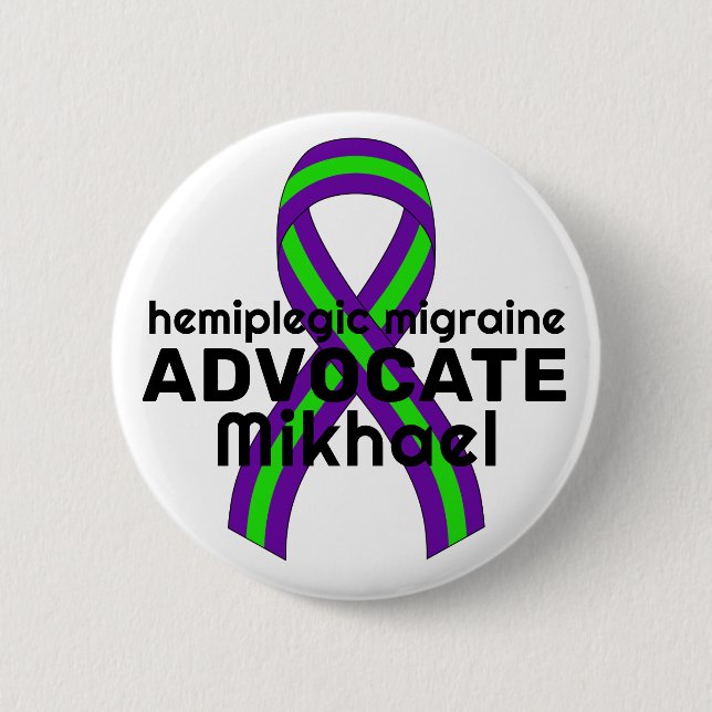 Badge Rond 5 Cm Bouton blanc Hemiplegic Migraine Advocate (Devant)