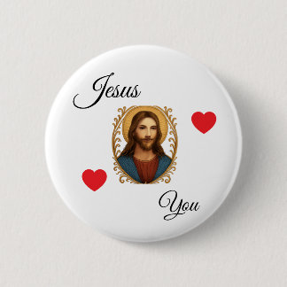 Badge Rond 5 Cm Bouton blanc - Jésus vous aime