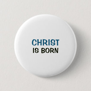 Badge Rond 5 Cm Bouton Blanc - Le Christ est Né
