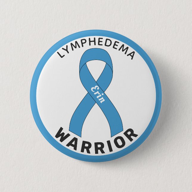 Badge Rond 5 Cm Bouton blanc Lymphedema Warrior (Devant)