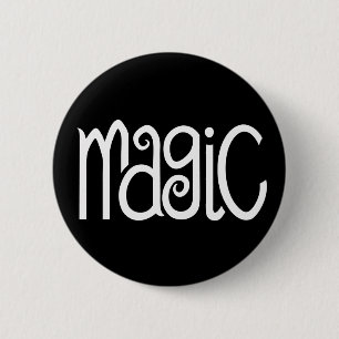 Badge Rond 5 Cm Bouton blanc magique