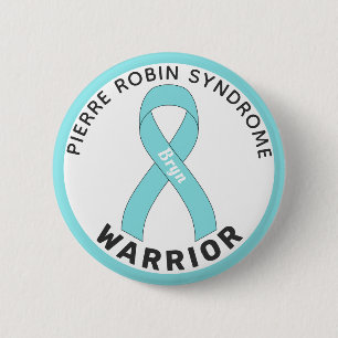 Badge Rond 5 Cm Bouton blanc Pierre Robin Syndrome Warrior Ribbon
