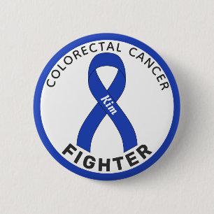 Badge Rond 5 Cm Bouton blanc pour combattre le cancer colorectal