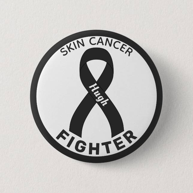 Badge Rond 5 Cm Bouton blanc pour combattre le cancer de la peau (Devant)