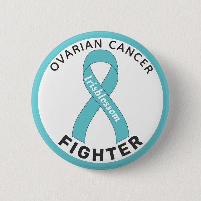 Badge Rond 5 Cm Bouton blanc pour combattre le cancer de l'ovaire (Devant)