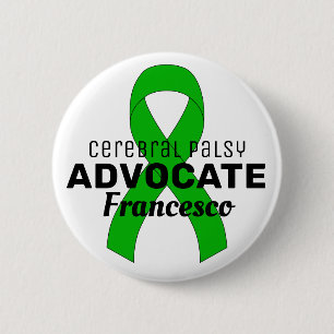 Badge Rond 5 Cm Bouton blanc Ribbon pour l'avocat de la paralysie 