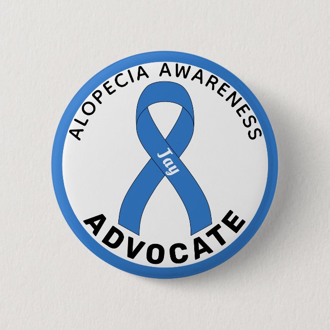 Badge Rond 5 Cm Bouton blanc Ruban Alopecia Awareness Advocate (Devant)