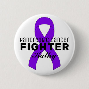 Badge Rond 5 Cm Bouton blanc Ruban cancer pancréatique