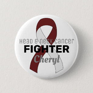 Badge Rond 5 Cm Bouton blanc Ruban du cancer de la tête et du cou