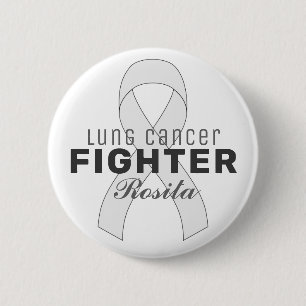 Badge Rond 5 Cm Bouton blanc Ruban du cancer du poumon