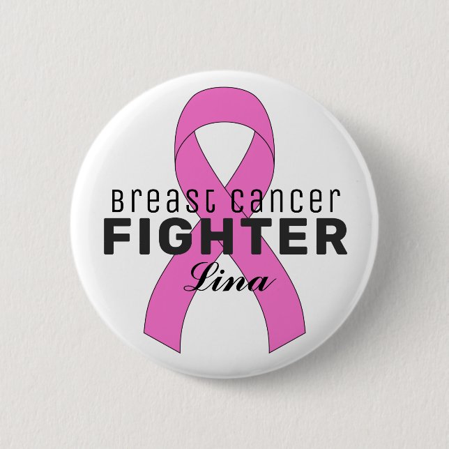 Badge Rond 5 Cm Bouton blanc Ruban du cancer du sein (Devant)