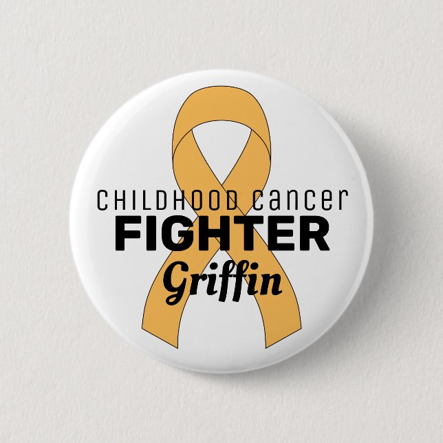 Badge Rond 5 Cm Bouton blanc Ruban pour cancer de l'enfant (Devant)