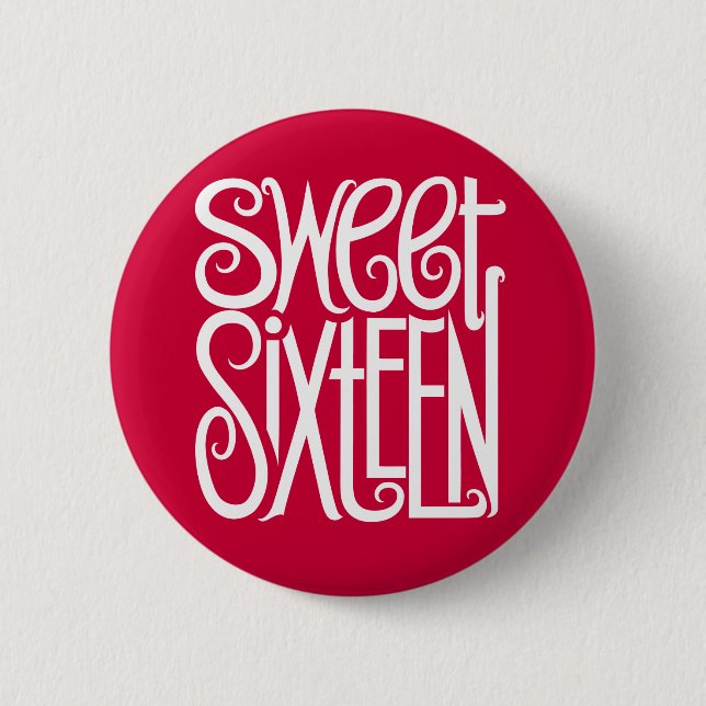 Badge Rond 5 Cm Bouton blanc Sweet sixteen (Devant)