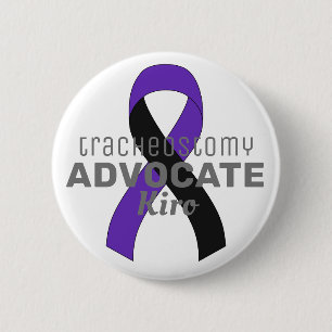 Badge Rond 5 Cm Bouton blanc Tracheostomy Advocate de ruban