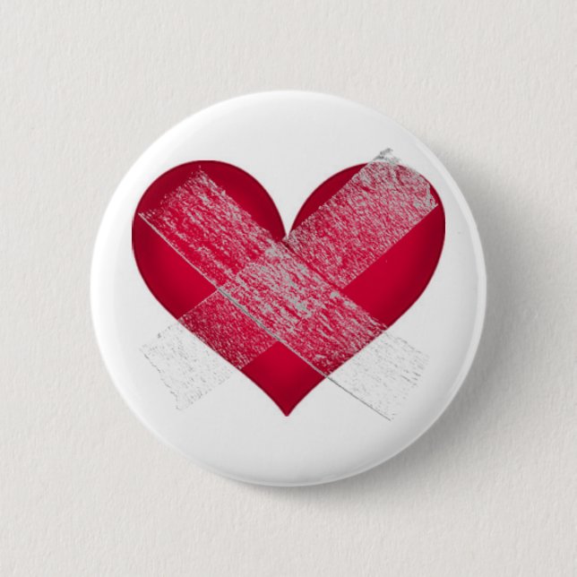 Badge Rond 5 Cm Bouton blessé de coeur de bandage (Devant)