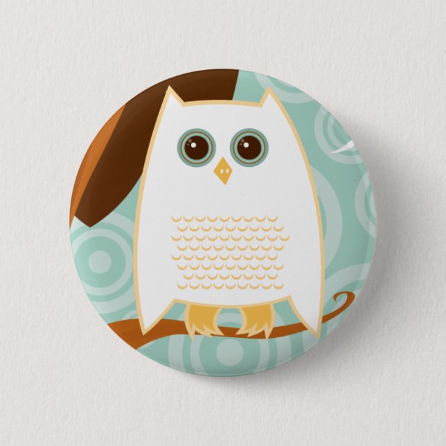 Badge Rond 5 Cm Bouton bleu Chouette neigeuse (Devant)