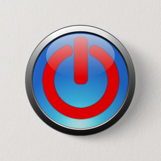 Badge Rond 5 Cm Bouton bleu-clair de puissance (Devant)