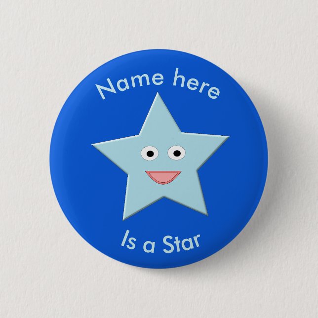 Badge Rond 5 Cm Bouton bleu clair Star Celebration (Devant)