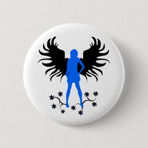 Badge Rond 5 Cm Bouton bleu d'ange de Goth