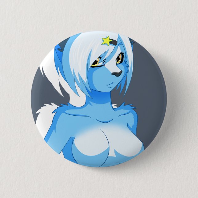 Badge Rond 5 Cm Bouton bleu de beauté (Devant)