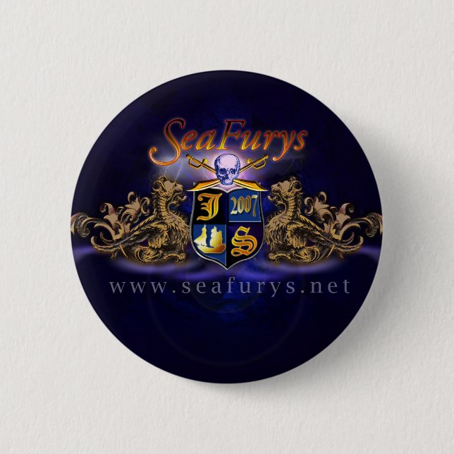 Badge Rond 5 Cm Bouton (bleu) de bouclier de SeaFurys (Devant)