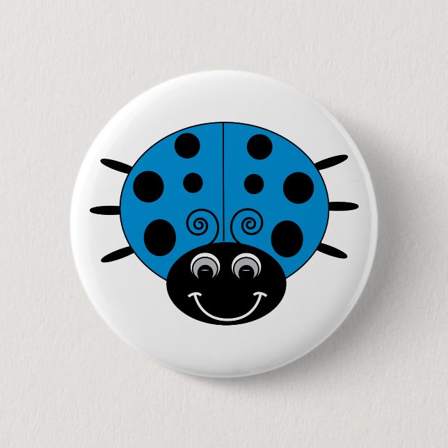 Badge Rond 5 Cm Bouton bleu de coccinelle (Devant)