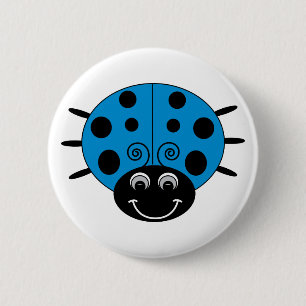 Badge Rond 5 Cm Bouton bleu de coccinelle