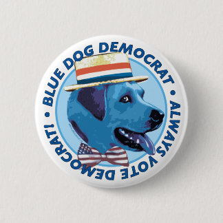 Badge Rond 5 Cm Bouton bleu de Démocrate de chien