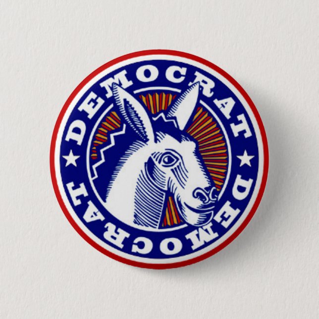 Badge Rond 5 Cm Bouton bleu de Démocrate de vote rétro (Devant)