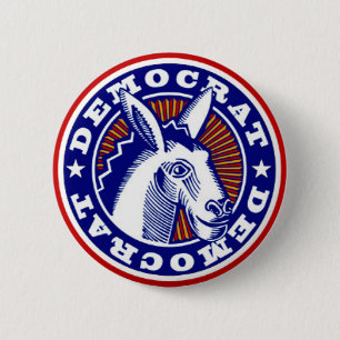 Badge Rond 5 Cm Bouton bleu de Démocrate de vote rétro