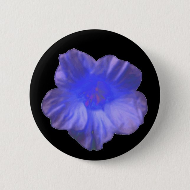 Badge Rond 5 Cm Bouton bleu de fleurs de Nasturtium (Devant)