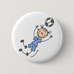 Badge Rond 5 Cm Bouton bleu de footballeur de fille