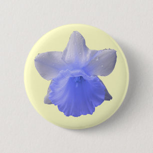 Badge Rond 5 Cm Bouton bleu de la jonquille