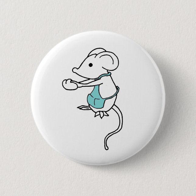 Badge Rond 5 Cm Bouton Bleu de la souris (Devant)